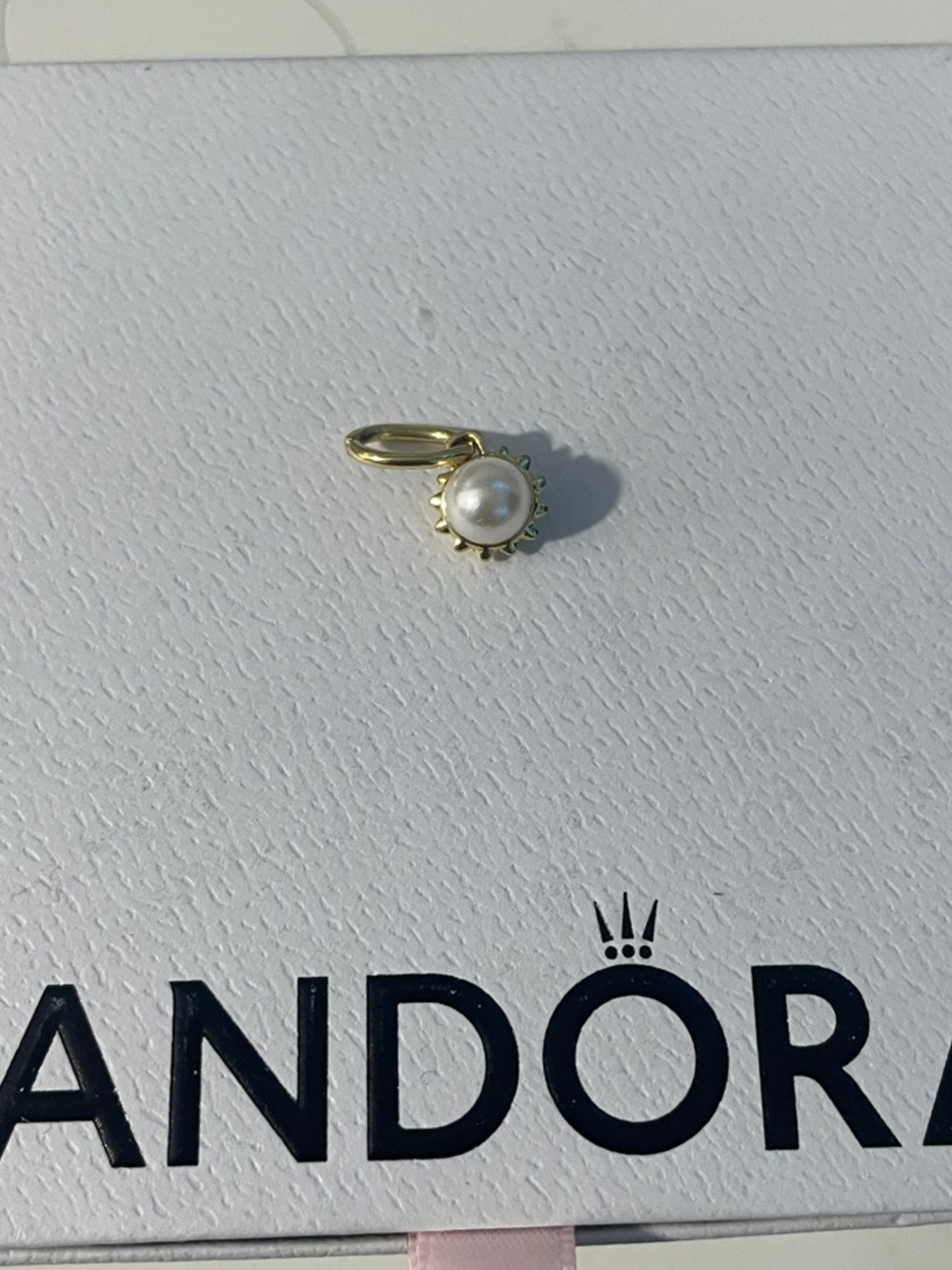 Pandora Gold-Tone Pearl Sunburst Earring Charm - White Pearl